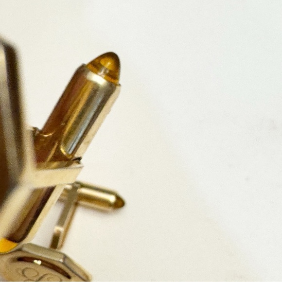 Vintage Krementz Octagon Cuff Links Gold Tone Engraved B Monogram Lucite Tips - Picture 11 of 13